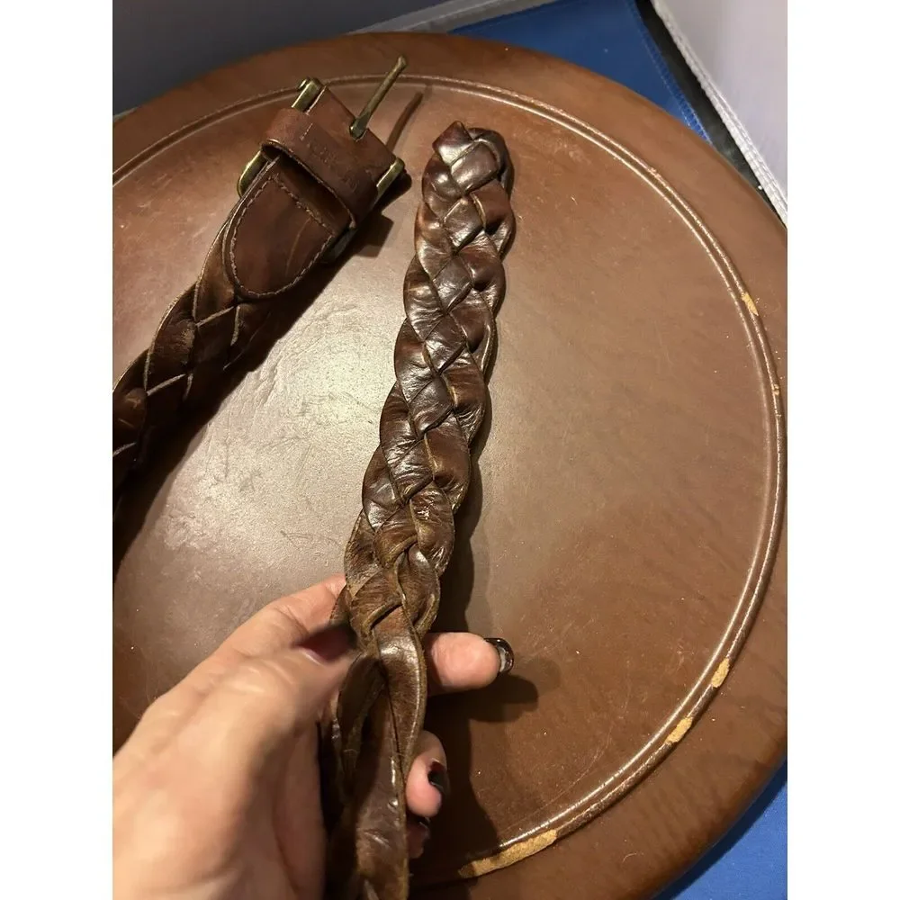 Octane Brown Braided Genuine Leather Belt Men's Size 38‎